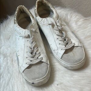 Women's White and Gold Sneakers